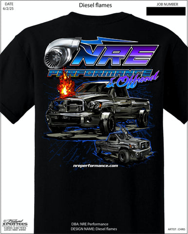 NRE Performance "Flame" Drag Truck Shirt or Hoodie
